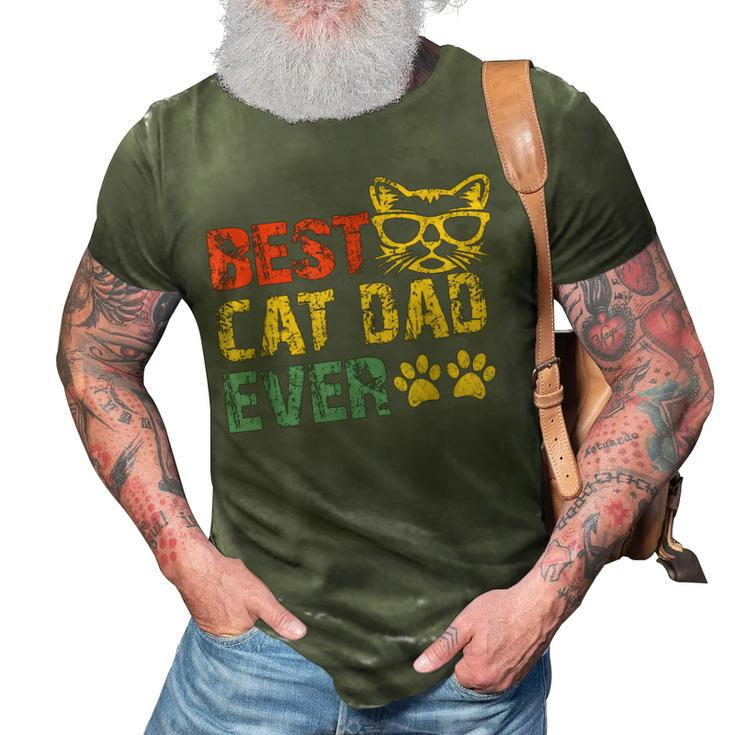Best Cat Dad Ever Funny Design Cat Daddy Fathers Day 2023 3D Print Casual Tshirt
