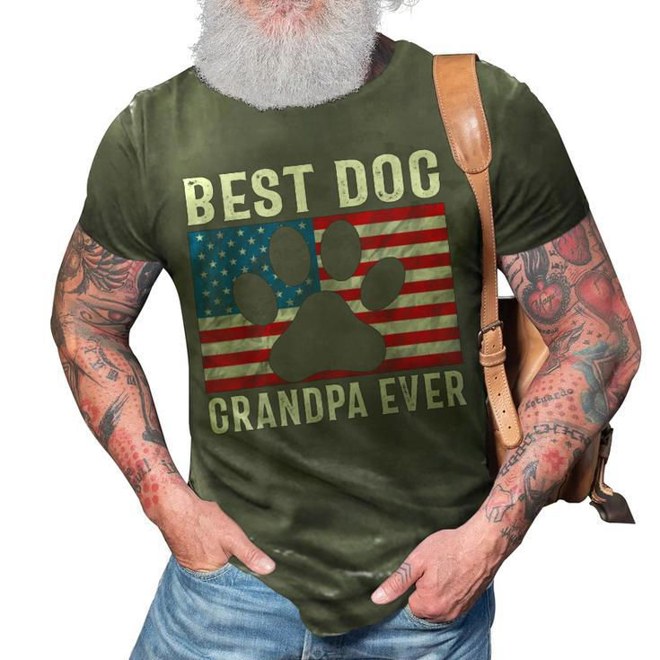 Best Dog Grandpa Ever 4Th Of July American Flag Patriotic Gift For Mens 3D Print Casual Tshirt