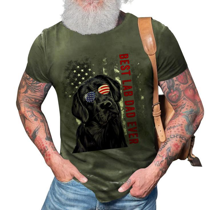 Best Lab Dad Ever Labrador Dog American Flag Fathers Day 3D Print Casual Tshirt