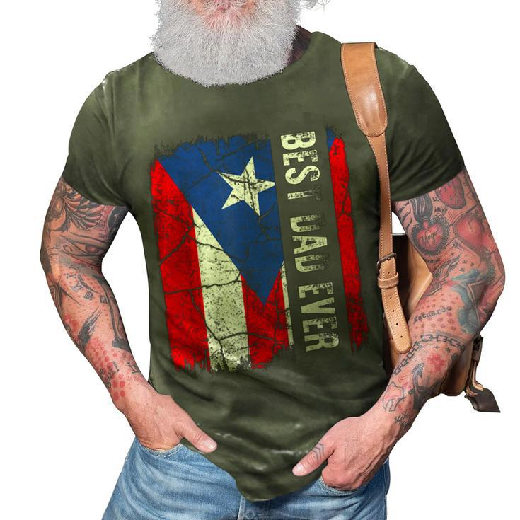 Best Puerto Dad Ever Puerto Rican Flag Vintage Retro 3D Print Casual Tshirt