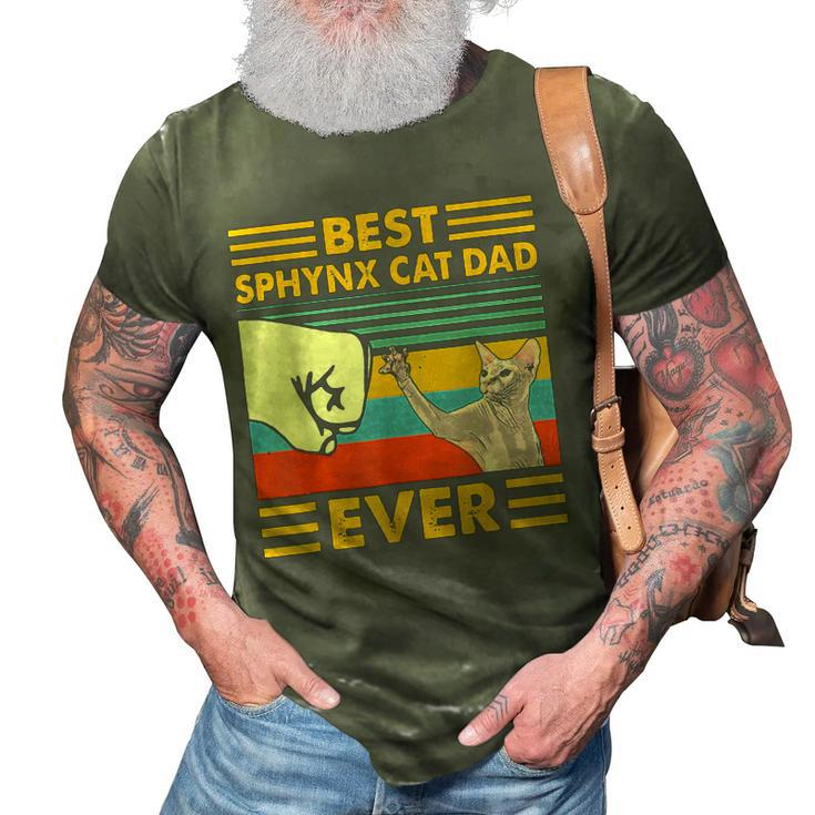 Best Sphynx Cat Dad Ever Retro Vintage Sunset 3D Print Casual Tshirt