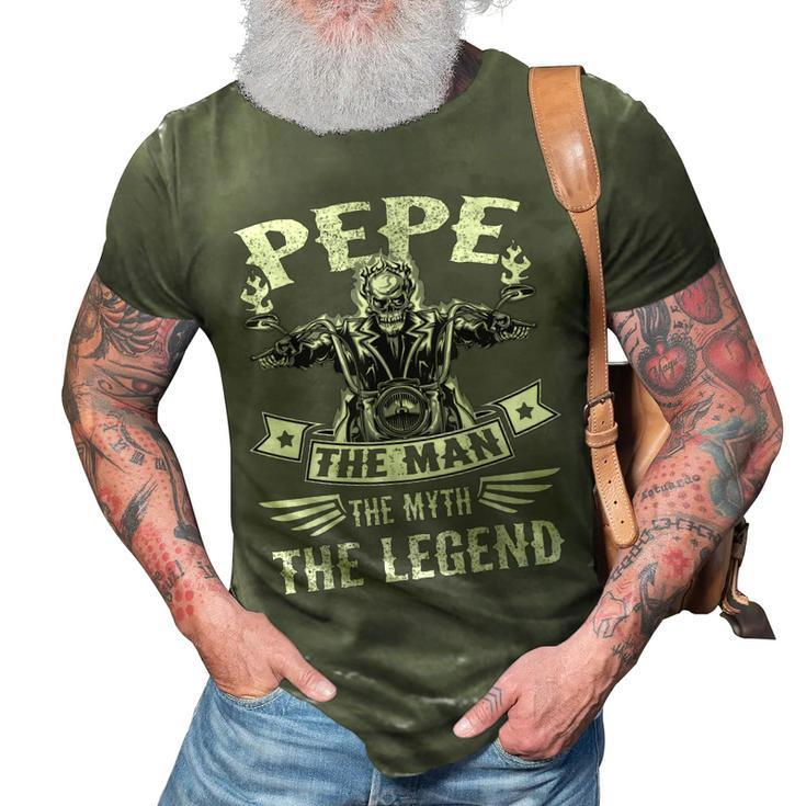 Biker Grandpa Pepe The Man Myth The Legend Motorcycle 3D Print Casual Tshirt
