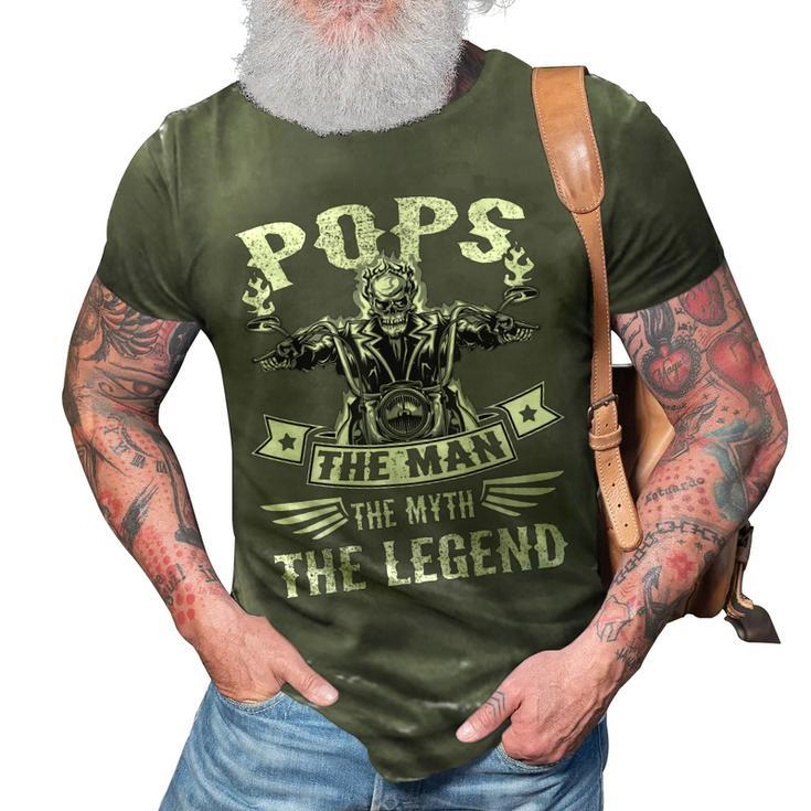 Biker Grandpa Pops The Man Myth The Legend Motorcycle 3D Print Casual Tshirt