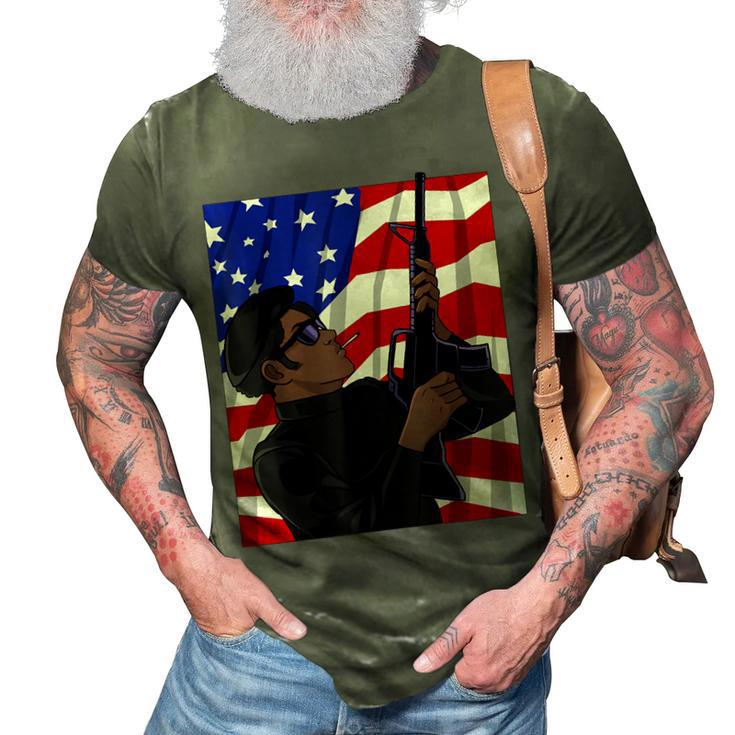 Black Soldier African American Military Veteran Us Flag 3D Print Casual Tshirt