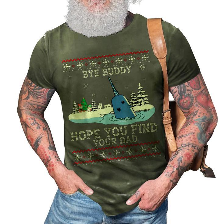 Byebuddyhopeyou Find Your Dad Whale Ugly Xmas Sweater 3D Print Casual Tshirt