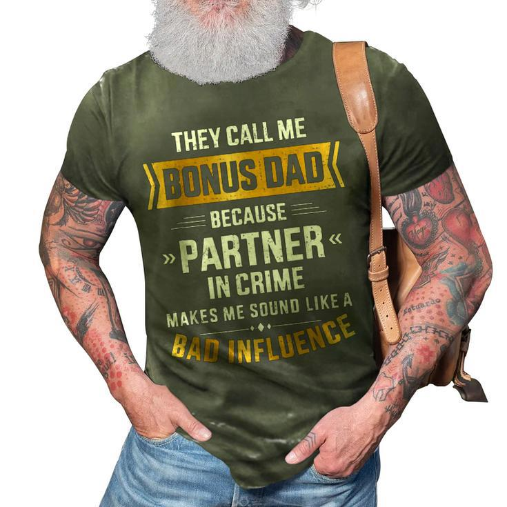 Call Me Bonus Dad Partner In Crime For Fathers Day 3D Print Casual Tshirt