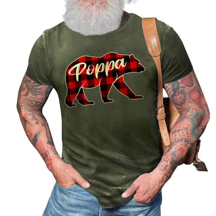 Cute Poppa Bear Red Plaid Christmas Pajama Family Gift 3D Print Casual Tshirt