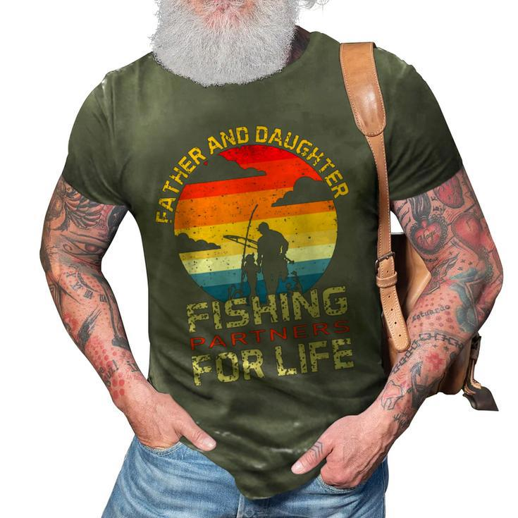 Dad And Daughter Fisherman Daddy Fishing Partners For Life 3D Print Casual Tshirt