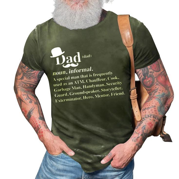 Dad Definition Daddy Father Fatherhood Stepdad Husband Poppa Gift For Mens 3D Print Casual Tshirt