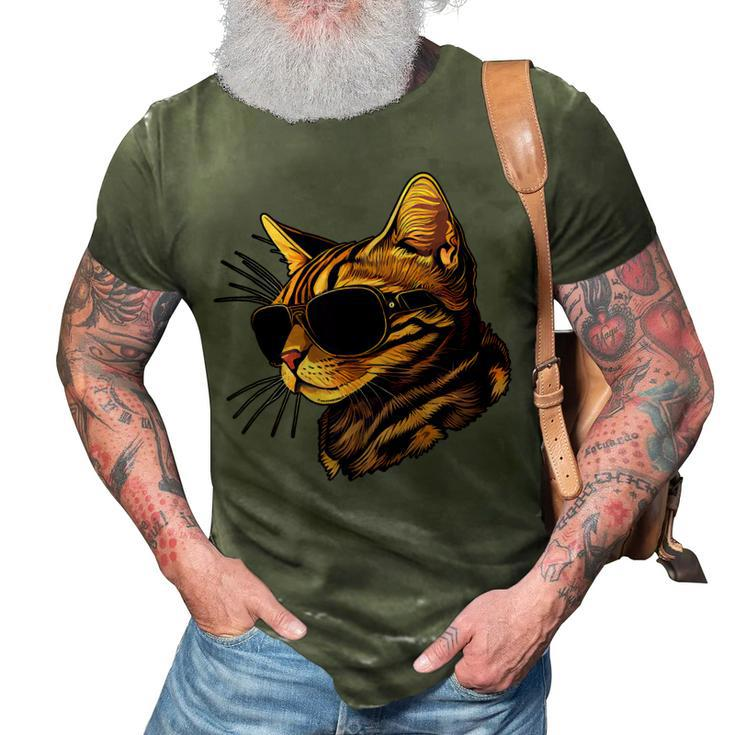 Dad Mom Cat Sunglasses Bengal Cat 3D Print Casual Tshirt