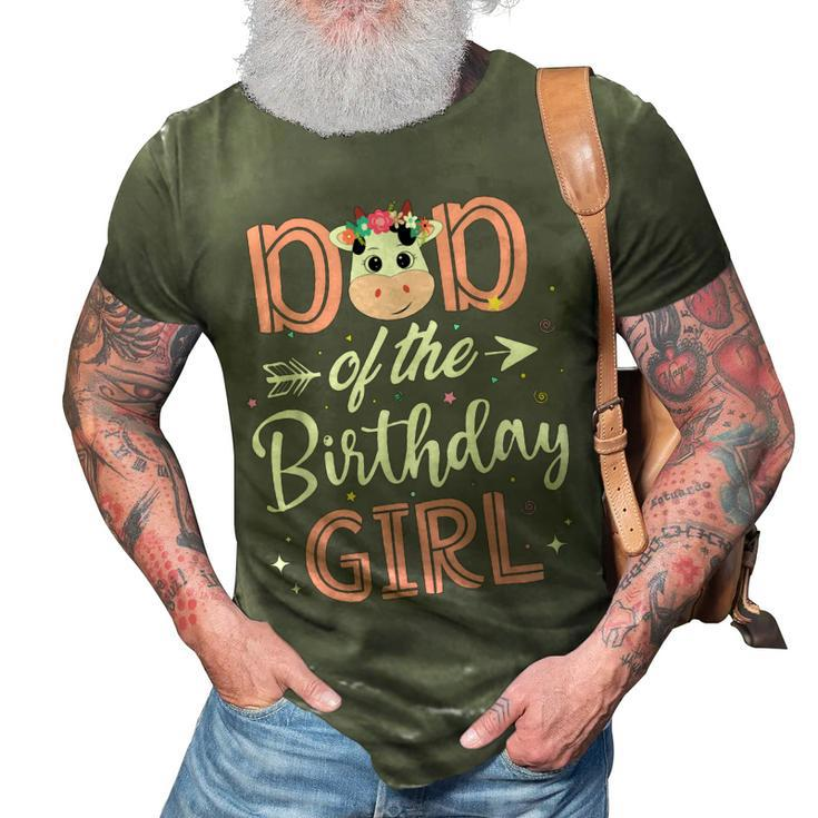 Dad Of The Birthday Girl Cow Farm Birthday Party Daddy Papa 3D Print Casual Tshirt