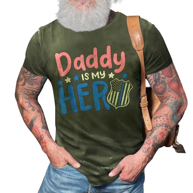 Daddy Is My Hero Cop Badge Blue Line Awesome Kids Girl 3D Print Casual Tshirt