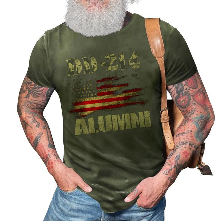 Dd214 Alumni Military Veteran Vintage American Flag 3D Print Casual Tshirt