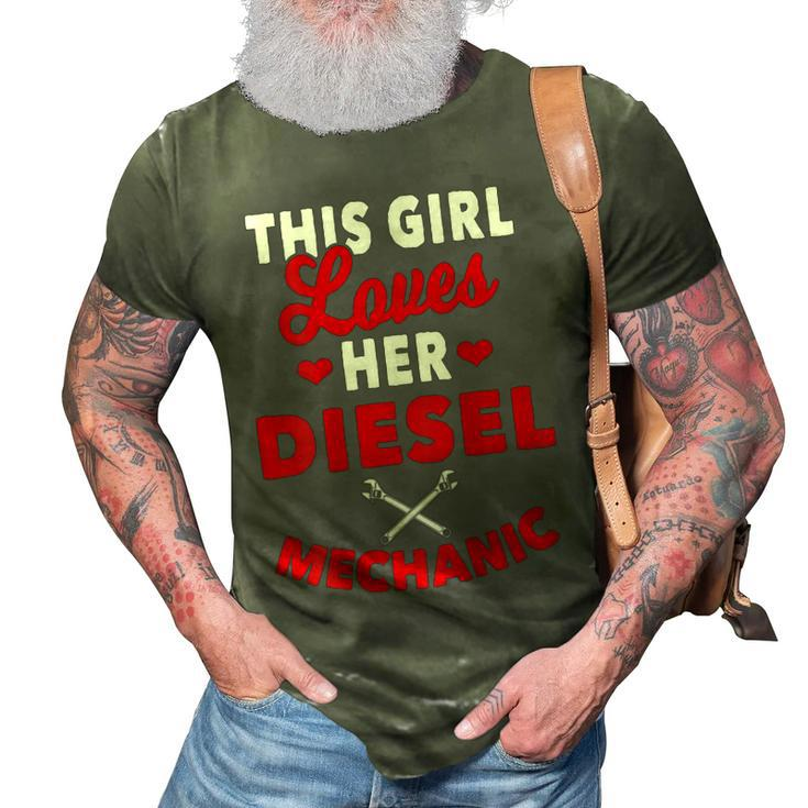 Diesel Mechanic Gifts Wife Girlfriend Design On Back 3D Print Casual Tshirt