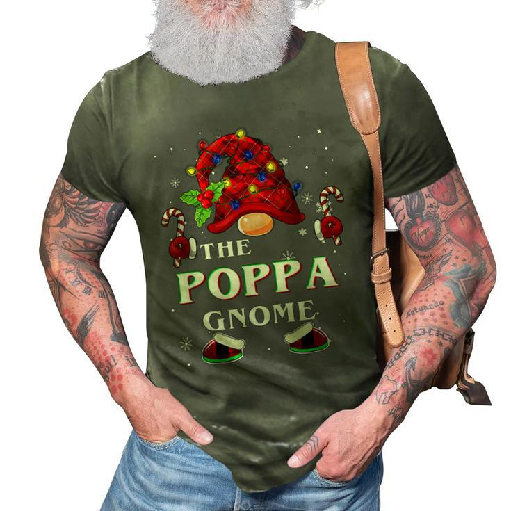 Family Xmas Pajama Poppa Gnome Buffalo Plaid Matching 3D Print Casual Tshirt