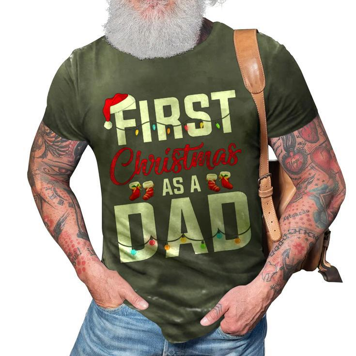 First Christmas As A Dad Xmas Lights New Dad Christmas 3D Print Casual Tshirt
