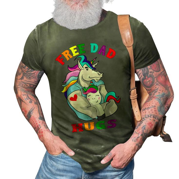 Free Dad Hugs Lgbt Gay Pride Unicorn Fathers Day 3D Print Casual Tshirt