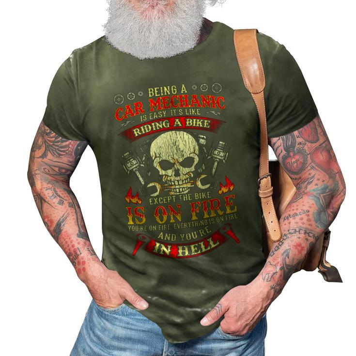 Funny Car Mechanic Biker Skull Gift For Mens 3D Print Casual Tshirt