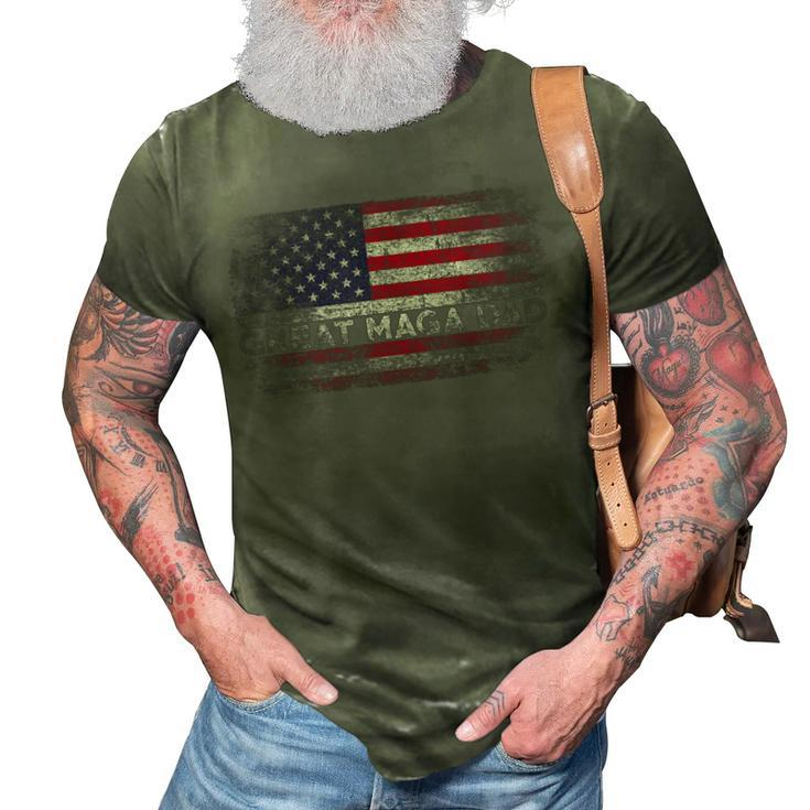 Funny Donald Trump Fathers Day Great Maga Dad Usa Flag 3D Print Casual Tshirt