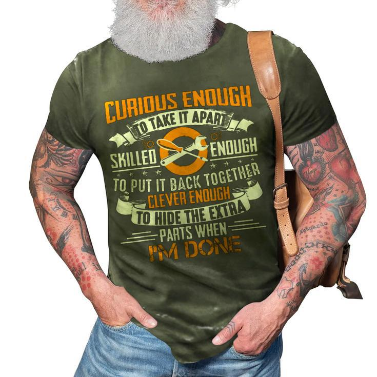Funny Mechanic  Curious Skilled Clever Engineer Gift For Mens 3D Print Casual Tshirt