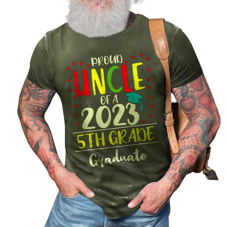 Funny Proud Uncle Of A Class Of 2023 5Th Grade Graduate 3D Print Casual Tshirt