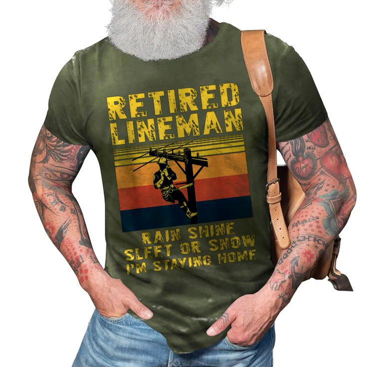 Funny Retirement Retired Lineman Electrician Grandpa Gift For Mens 3D Print Casual Tshirt