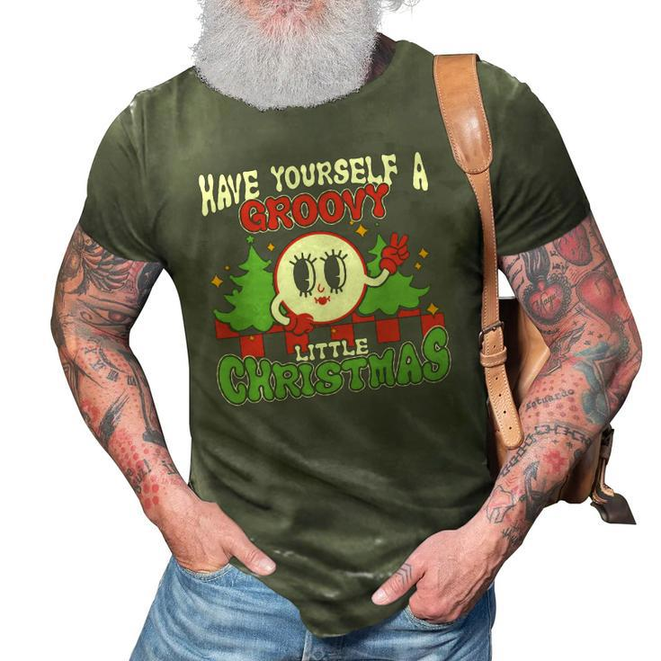 Funny Retro Christmas Have Yourself A Groovy Little Christmas 3D Print Casual Tshirt