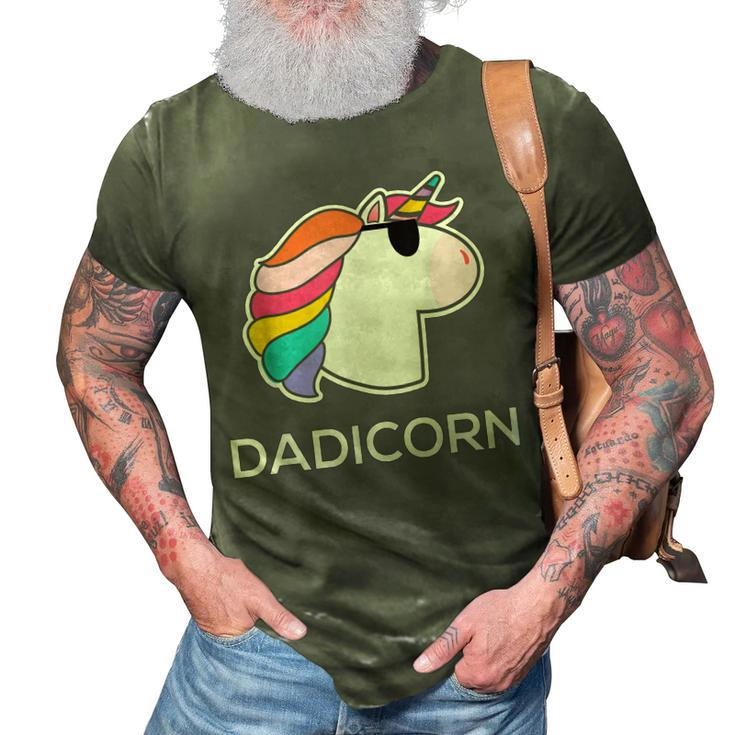 Funny Unicorn Dad Father Gift  Dadicorn Gift For Mens 3D Print Casual Tshirt