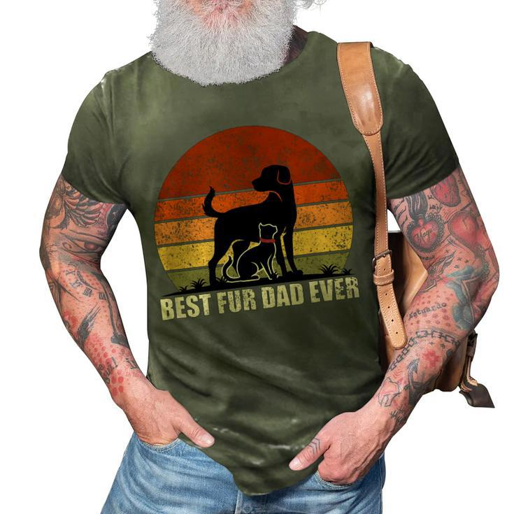 Funny Vintage Retro Best Fur Dad Ever For Dog And Cat Owner 3D Print Casual Tshirt