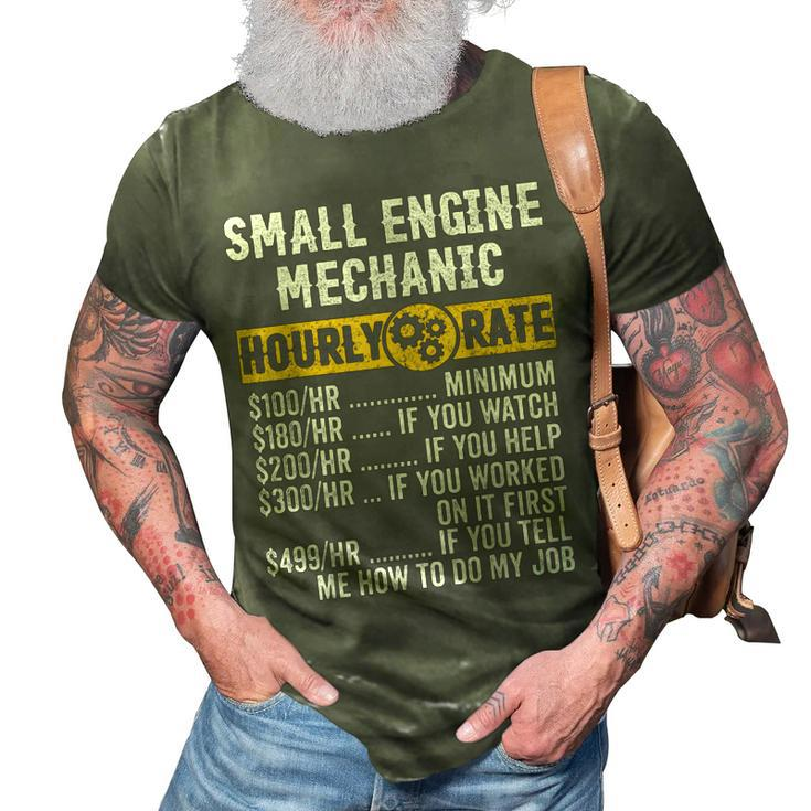 Funny Vintage Small Engine Repair Mechanic Hourly Rate Gift For Mens 3D Print Casual Tshirt