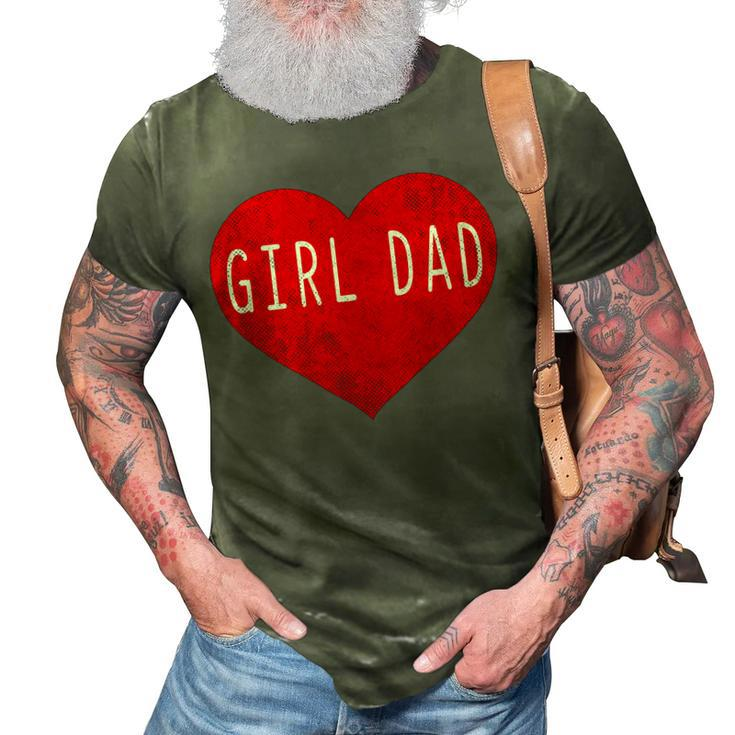 Girl Dad Heart Fathers Day Vintage Retro 3D Print Casual Tshirt