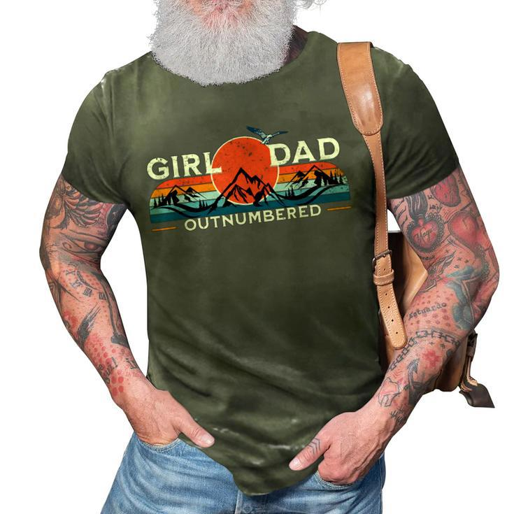 Girl Dad Outnumbered Sunset Graphic Funny Fathers Day Gift For Mens 3D Print Casual Tshirt
