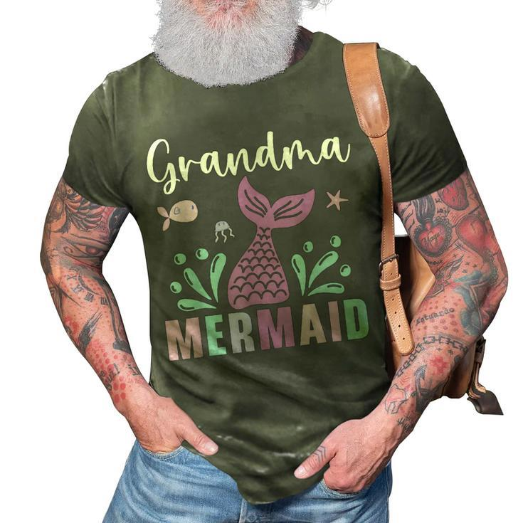 Grandma Mermaid Lover Grandmother Granny Grandparents Day 3D Print Casual Tshirt