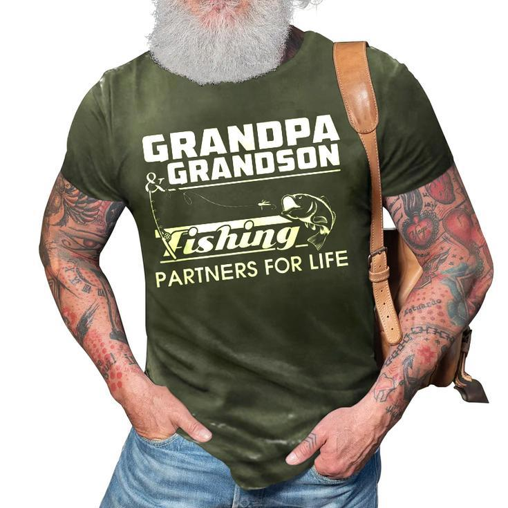 Grandpa And Grandson Fishing Partners For Life Family 3D Print Casual Tshirt