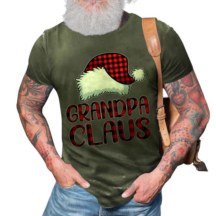 Grandpa Claus Santa Hat Red Buffalo Plaid Christmas Pajama 3D Print Casual Tshirt