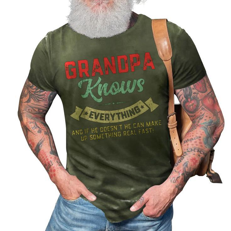 Grandpa Know Everything Vintage Grandpa Daddy 3D Print Casual Tshirt