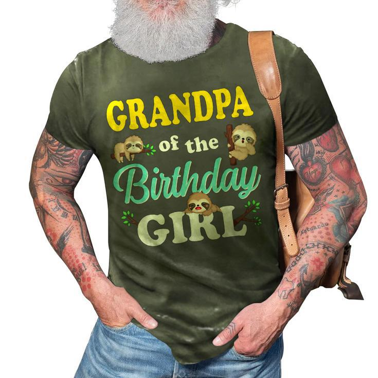Grandpa Of The Birthday Girl Sloth Girl 3D Print Casual Tshirt