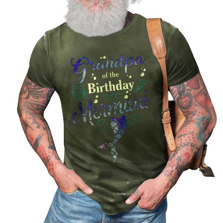 Grandpa Of The Birthday Mermaid Birthday Party Mermaid Dad 3D Print Casual Tshirt