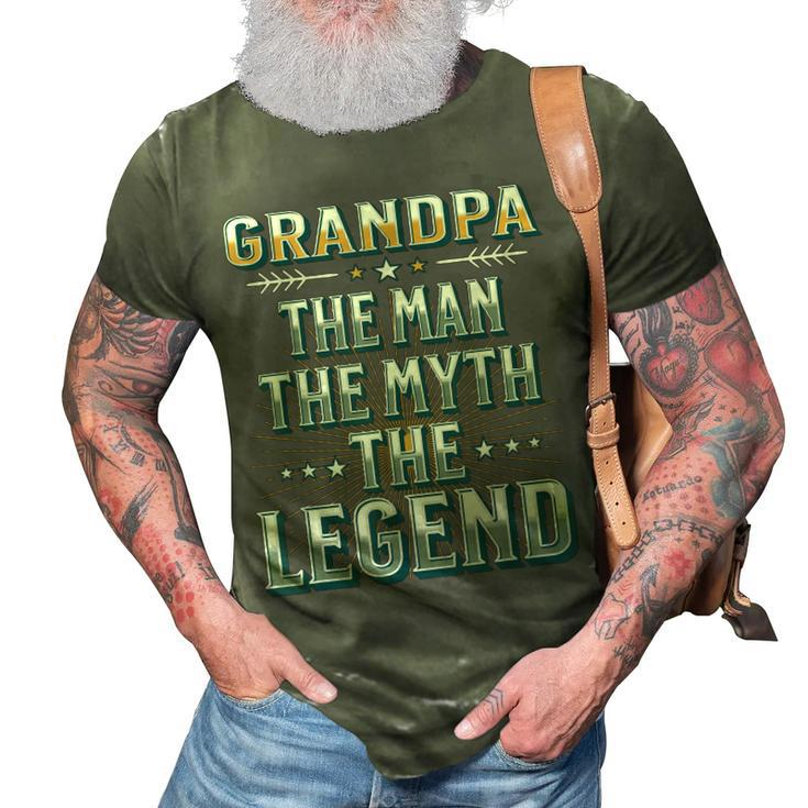 Grandpa The Man The Myth The Legend Fathers Day Grandad 3D Print Casual Tshirt