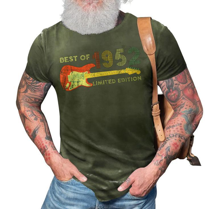 Guitar Fathers Day Dad Gifts Best Of 1952 70Th Birthday 3D Print Casual Tshirt
