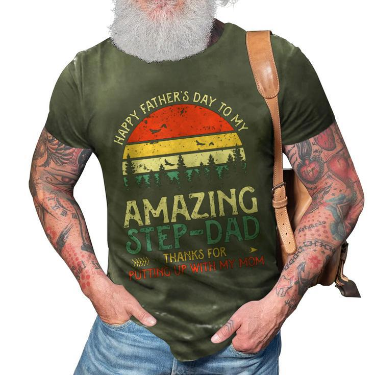 Happy Fathers Day To My Amazing Stepdad  Father Day 3D Print Casual Tshirt