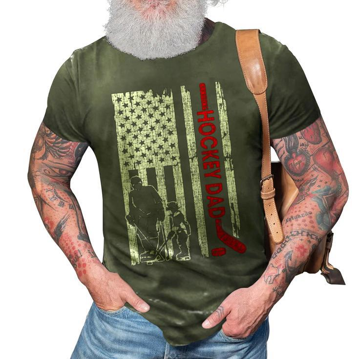 Hockey Dad American Flag Fathers Day For Hockey Daddy 3D Print Casual Tshirt