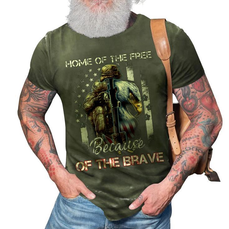 Home Of The Free Because Of The Brave Veterans 3D Print Casual Tshirt