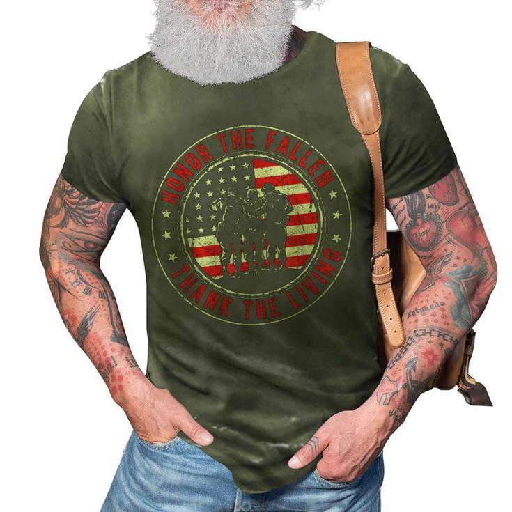 Honor The Fallen Thank The Living Us Flag Military Patriotic 3D Print Casual Tshirt