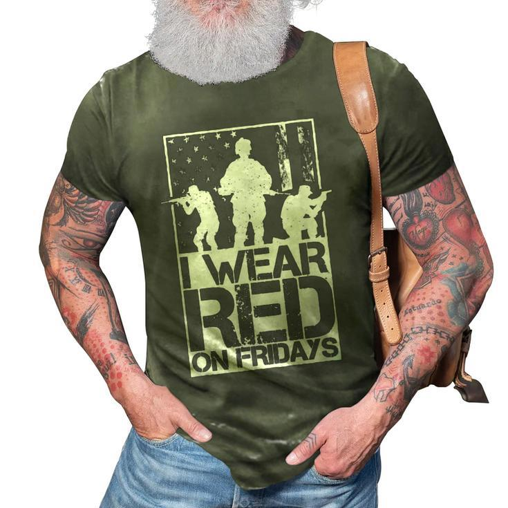 I Wear Red On Fridays Us Flag Military Army 3D Print Casual Tshirt