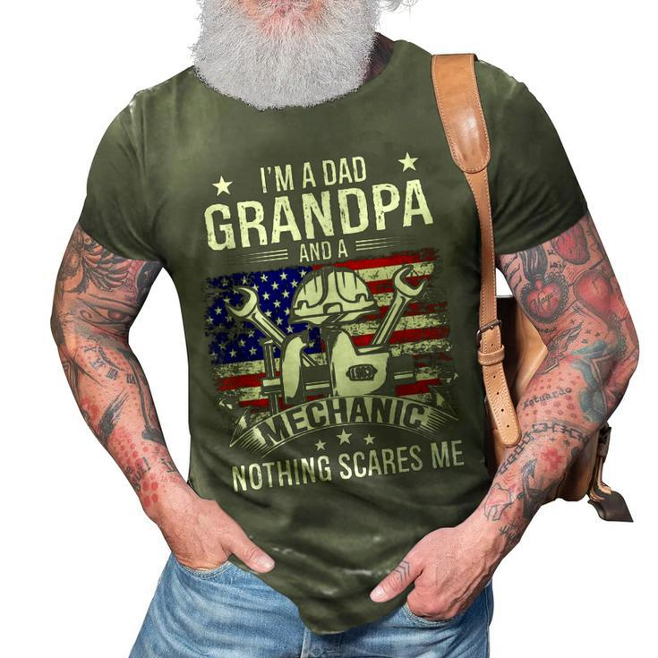 Im A Dad Grandpa Mechanic Quotes American Flag Patriotic Gift For Mens 3D Print Casual Tshirt