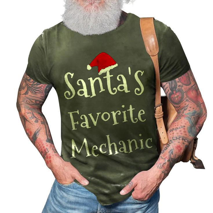 Mechanic Santas Favorite Job Christmas Santa Claus Hat 3D Print Casual Tshirt