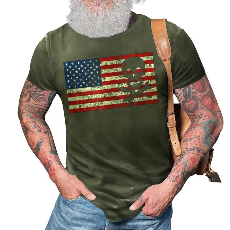 Mechanic T  Gifts Skull Usa Flag 4Th Of July Men 3D Print Casual Tshirt