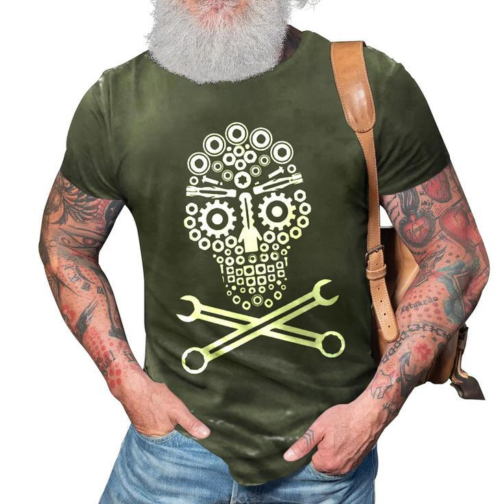 Mechanical Engineer Skull Mechanic Lazy Costume Gift 3D Print Casual Tshirt