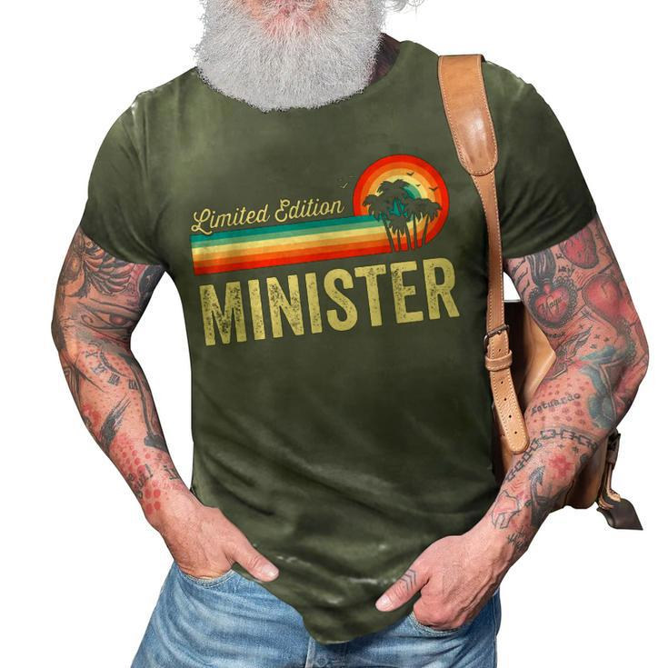 Minister Funny Birthday  Retro Vintage Men Women Dad 3D Print Casual Tshirt
